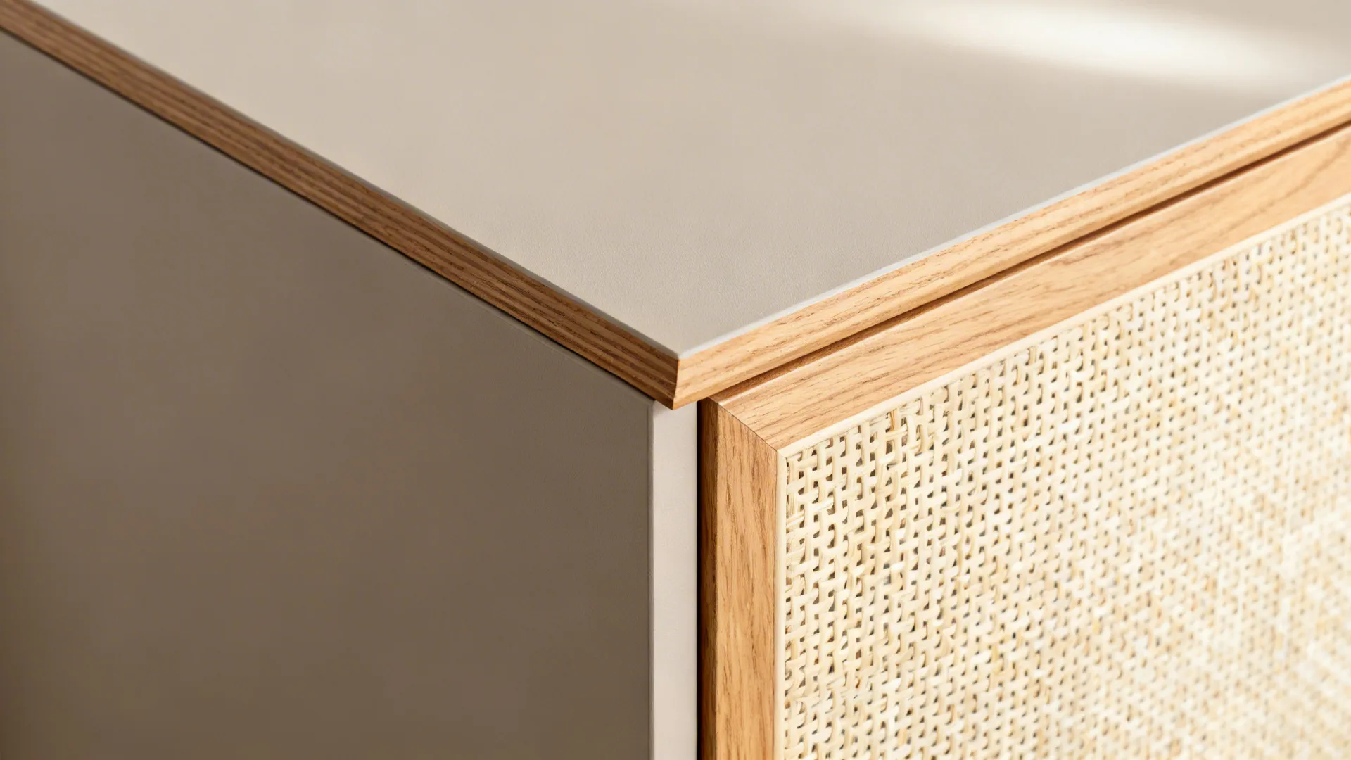 Kerala-modern fronts: matte laminates, cane accents, and teak tones