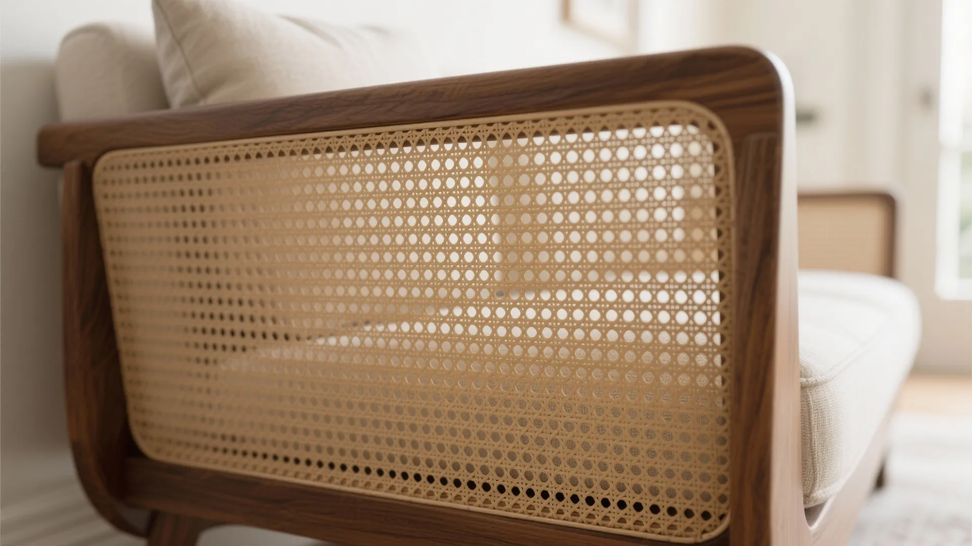 Cane-Backed Walnut Frame for Airy Comfort