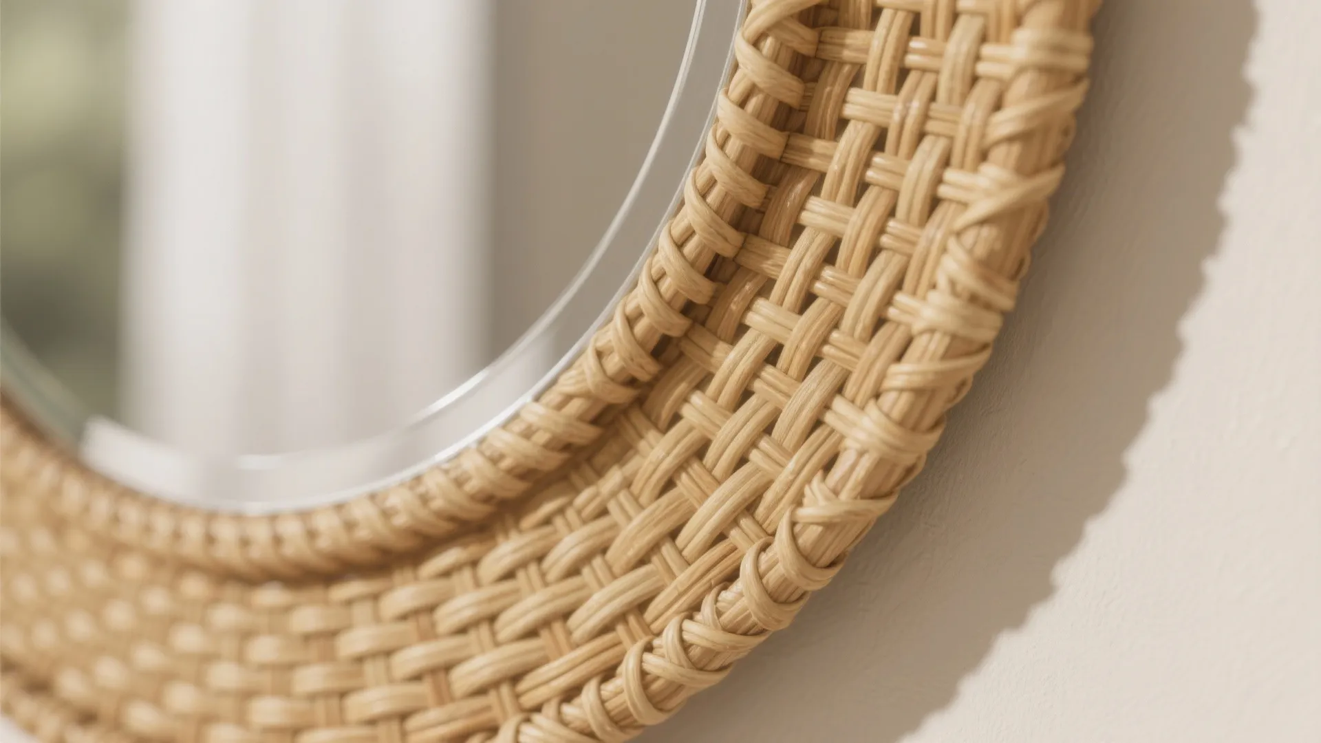 3) Cane-Wrapped Round Mirror for Texture