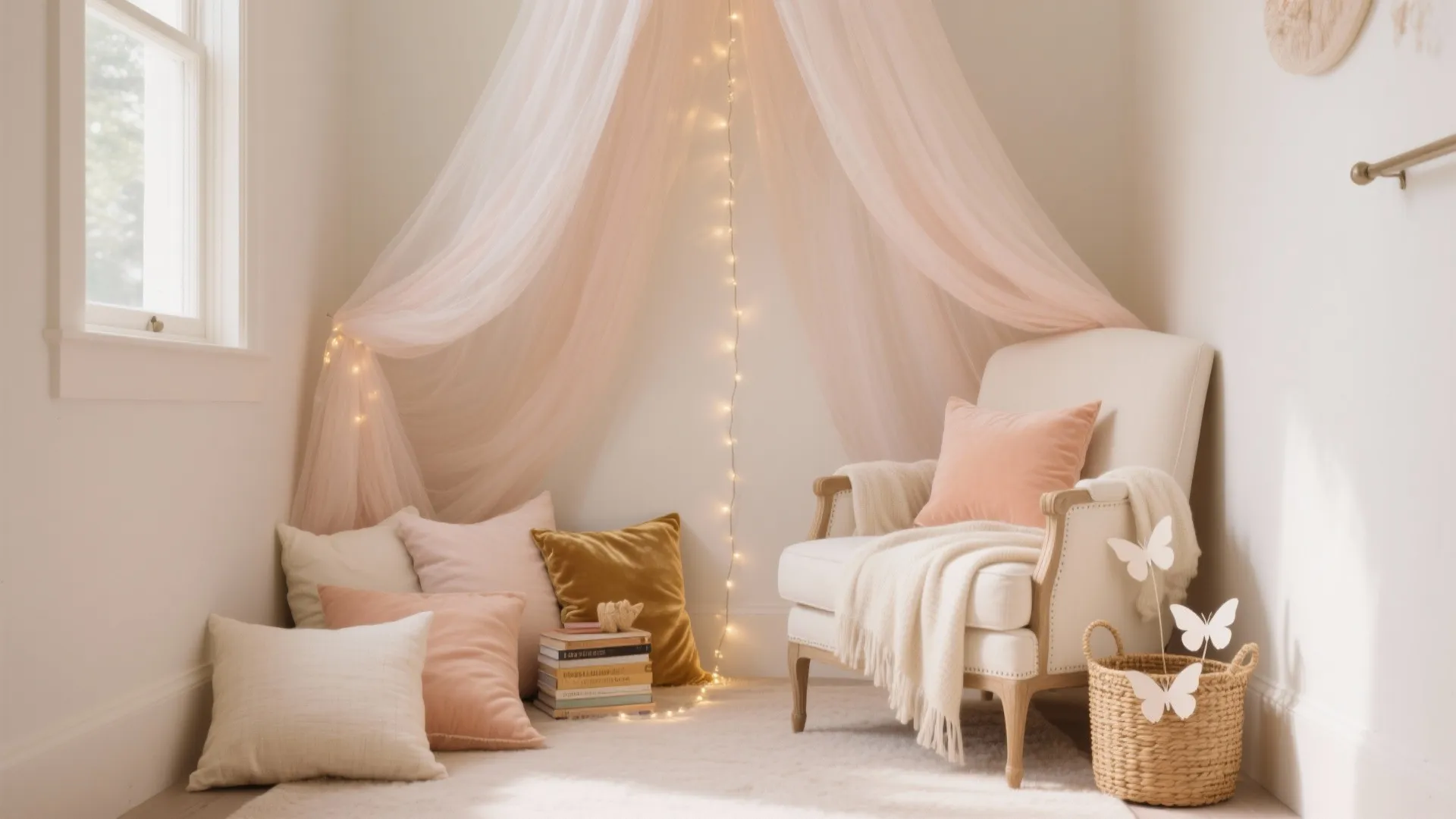 Cozy Canopy Corner (Double as a Reading Nook + Backdrop)