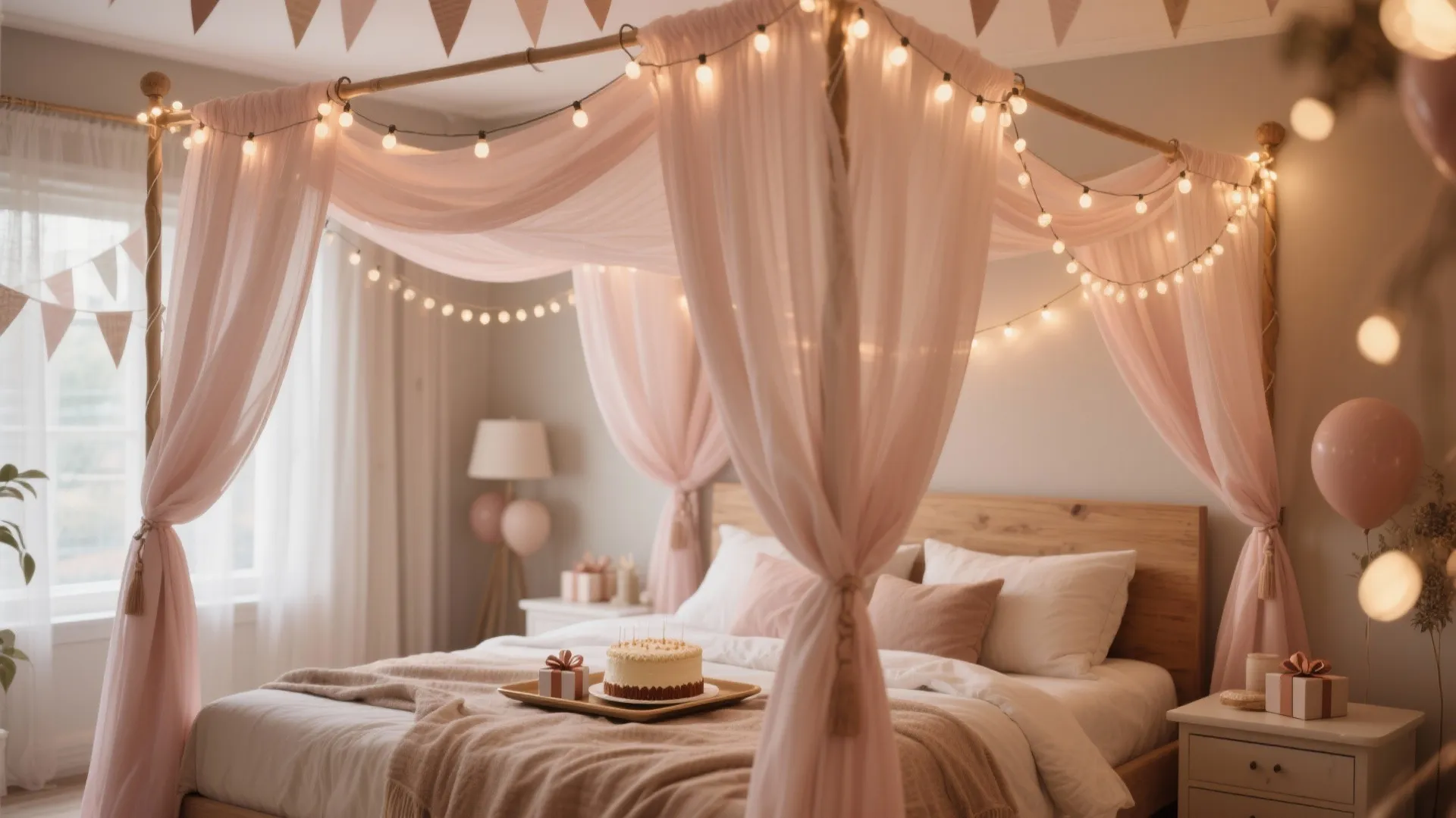 1. Canopy + fairy lights: instant cozy stage