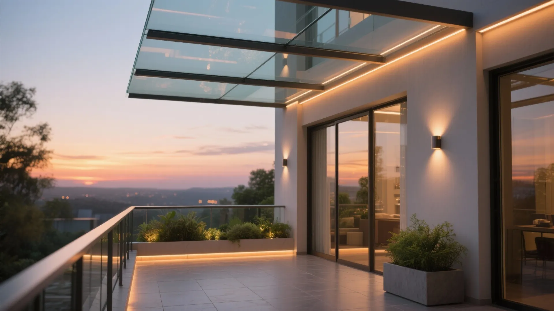 Layered Lighting and a Slim Glass Canopy