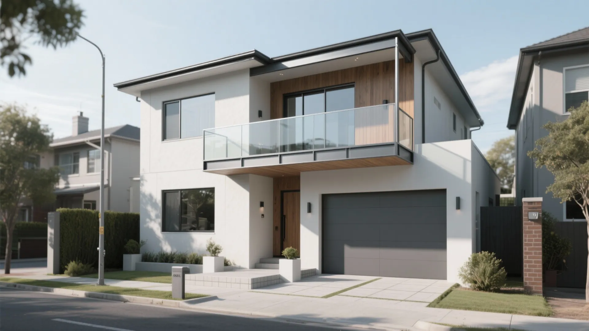 2) Slender cantilevered balcony for a light, modern look