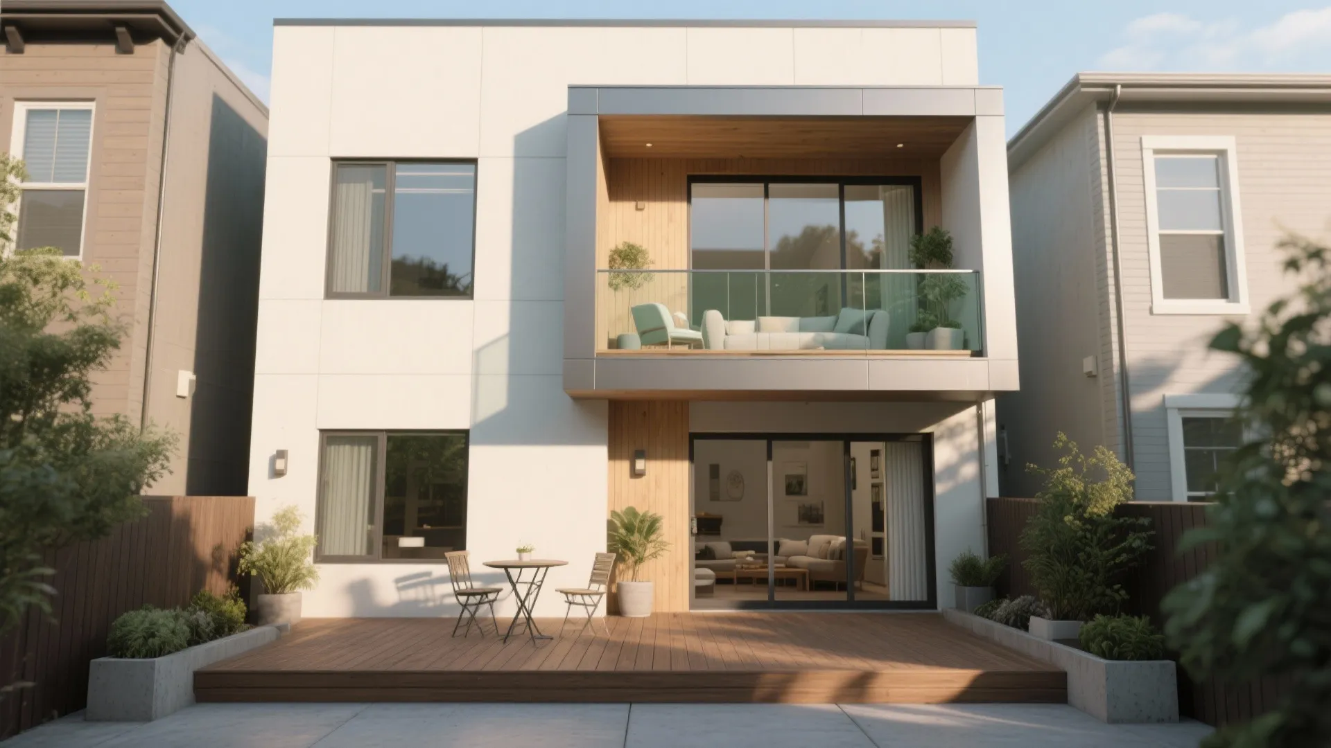 Cantilevered balcony over the living room