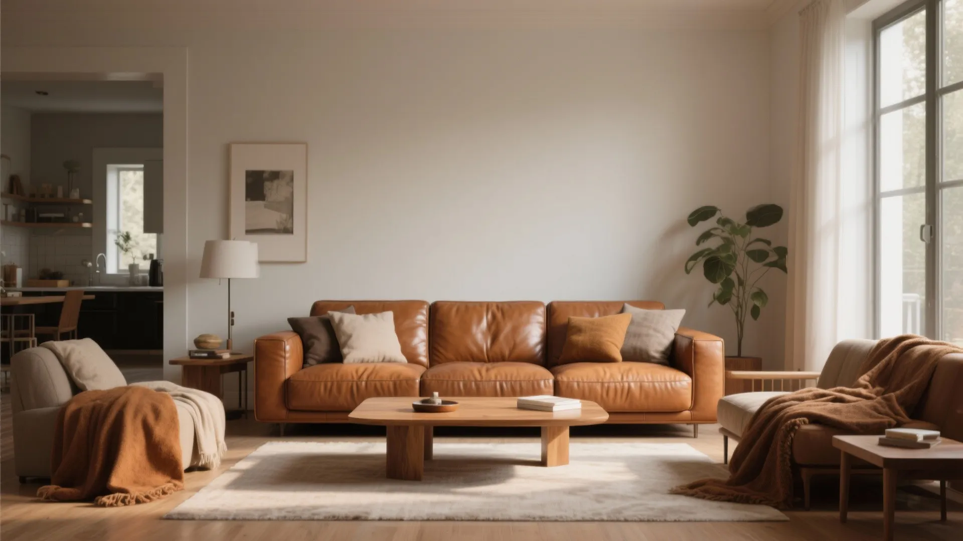 8. Caramel Leather Sofa