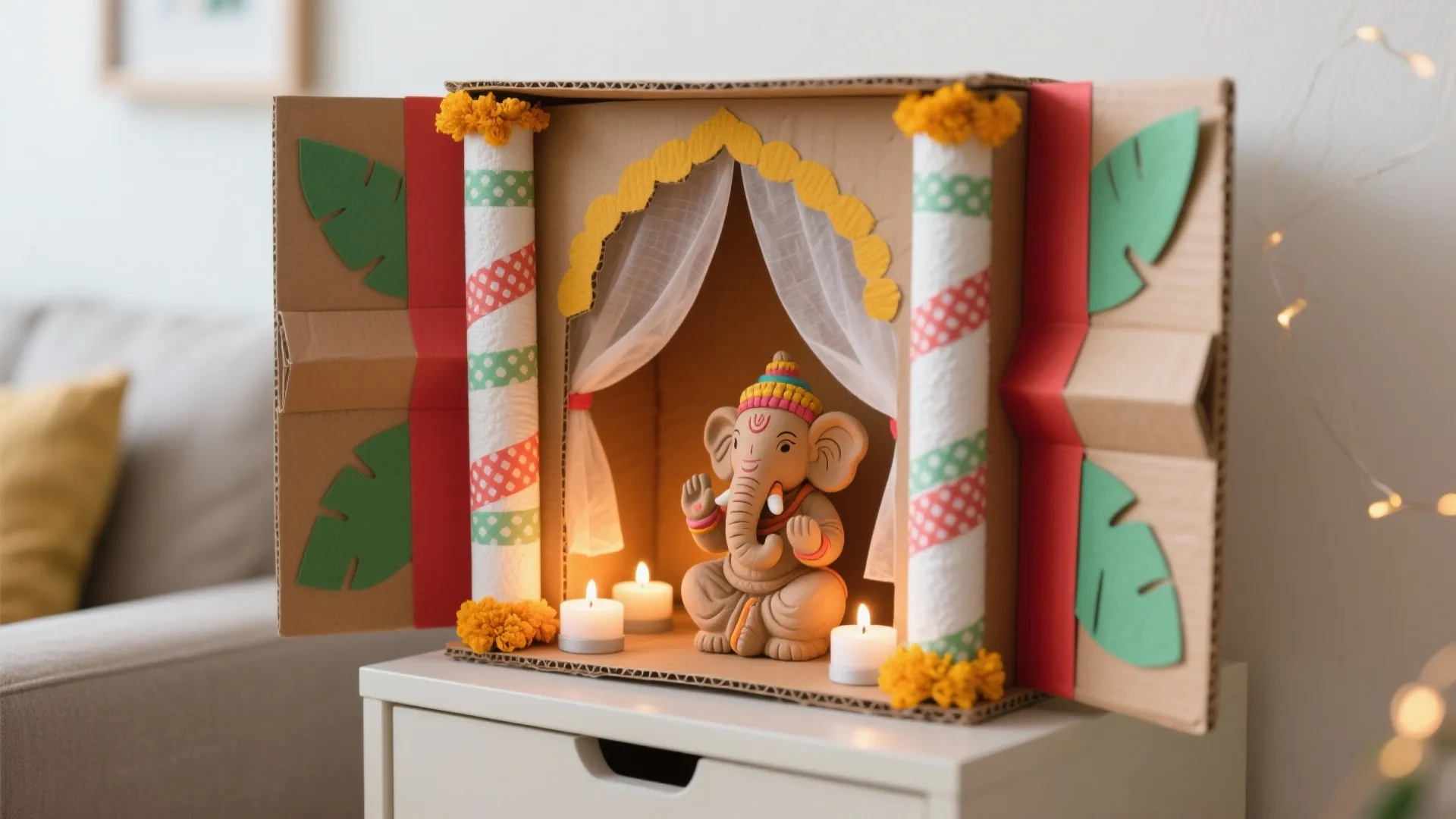 Recycled Cardboard Mandap with Safe LED Glow