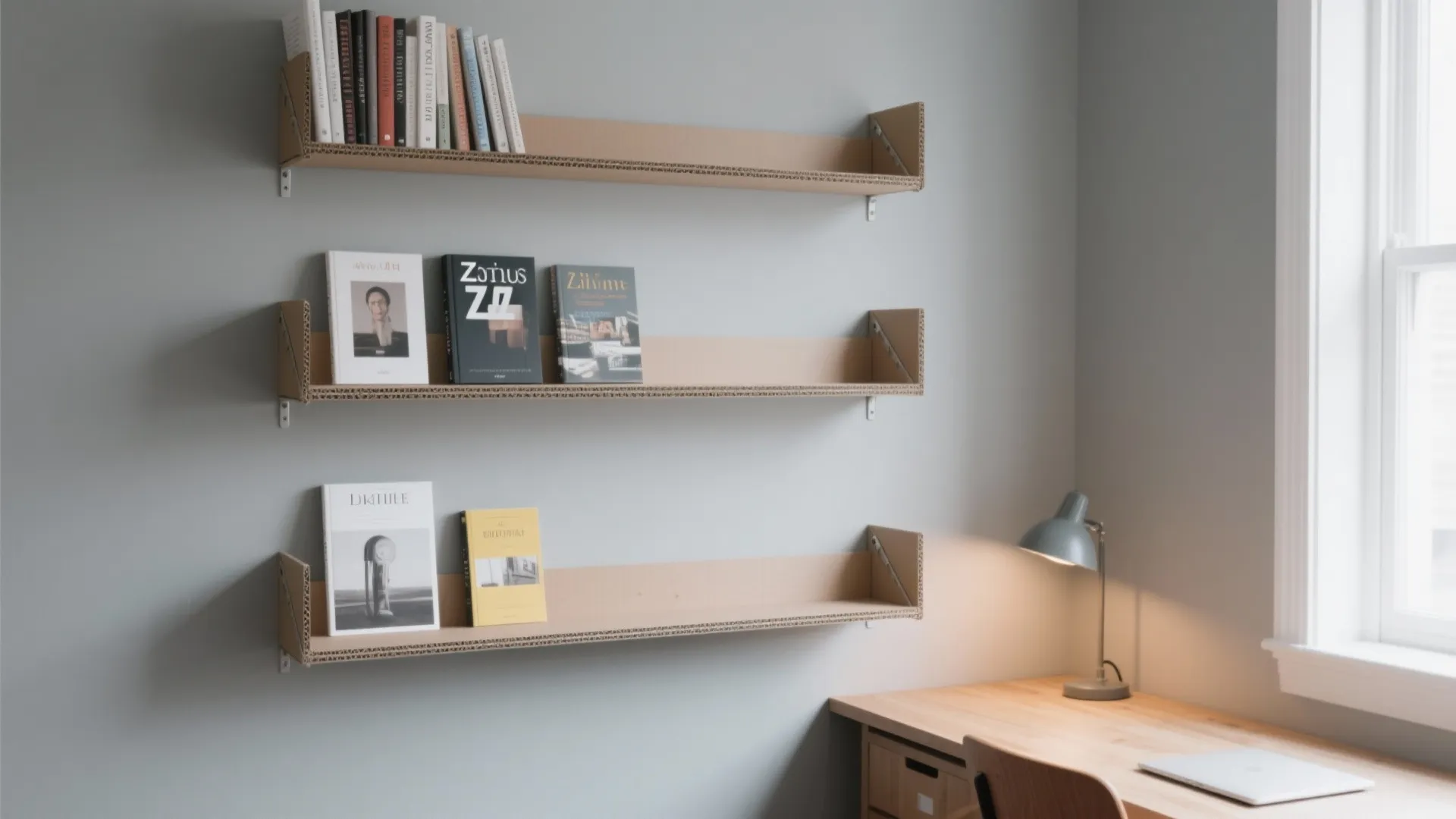 Cheap DIY Wall Bookshelf with Cardboard: Creative Guide: 1 Minute to Build a Wallet-Friendly Cardboard Wall Bookshelf