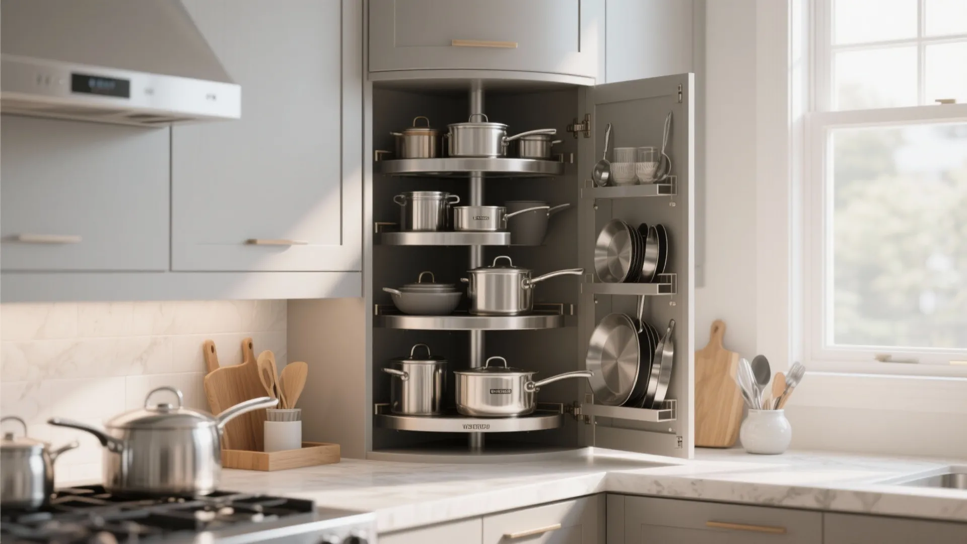 10. Upgrade awkward corners with carousel shelves