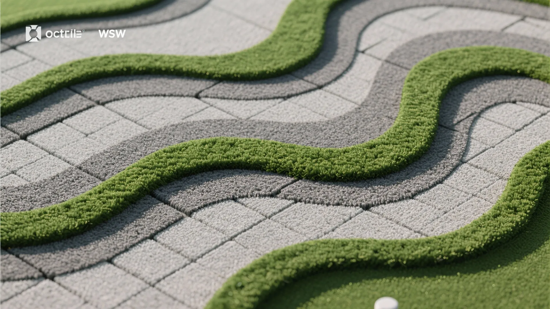 Layered carpet tiles creating golf putting ridges
