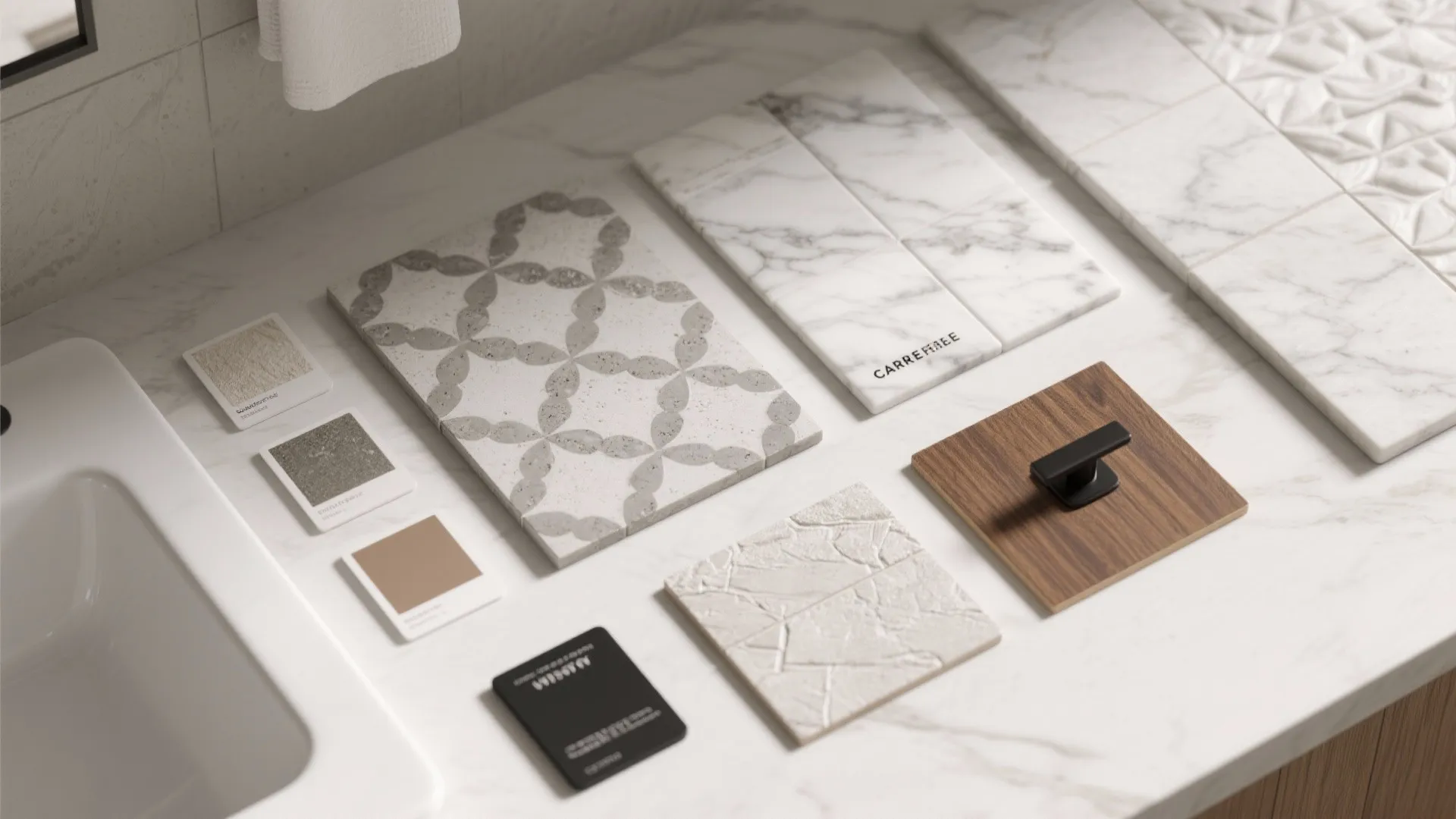 5. Subtle Carrara Accents and Patterned Tile