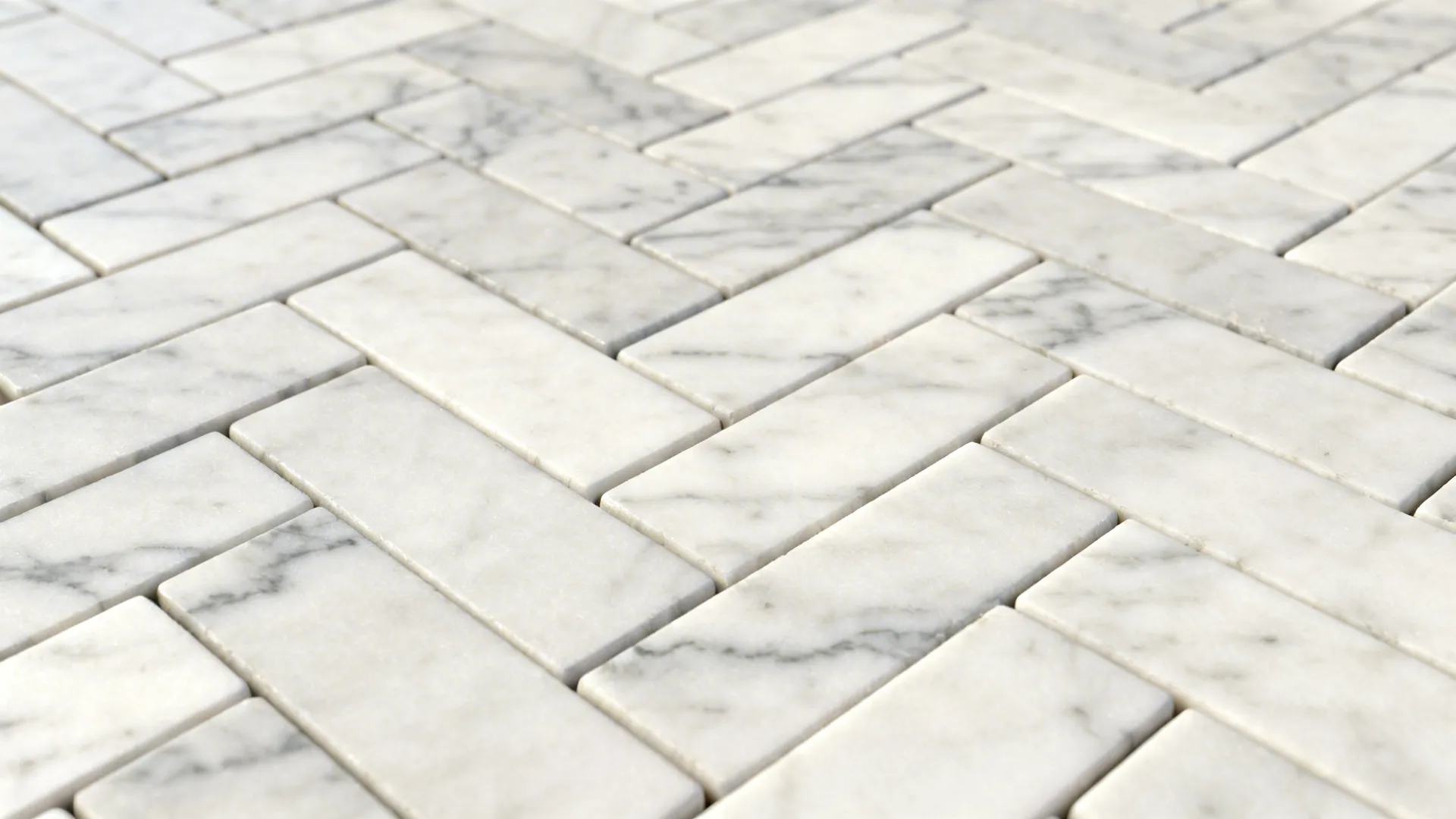 3) Herringbone marble mosaic for subtle luxury