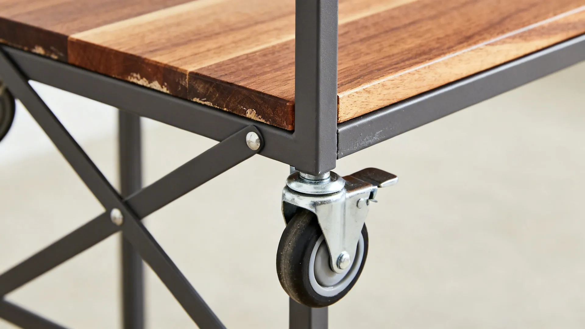 1) Slim island carts that roll and tuck away