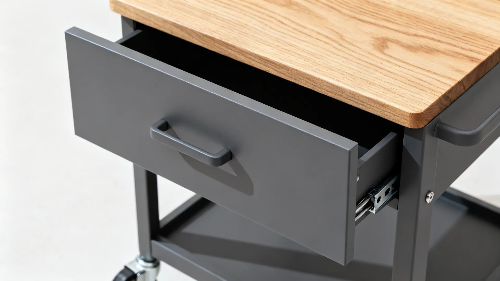 Minimalist rolling cart with hidden storage