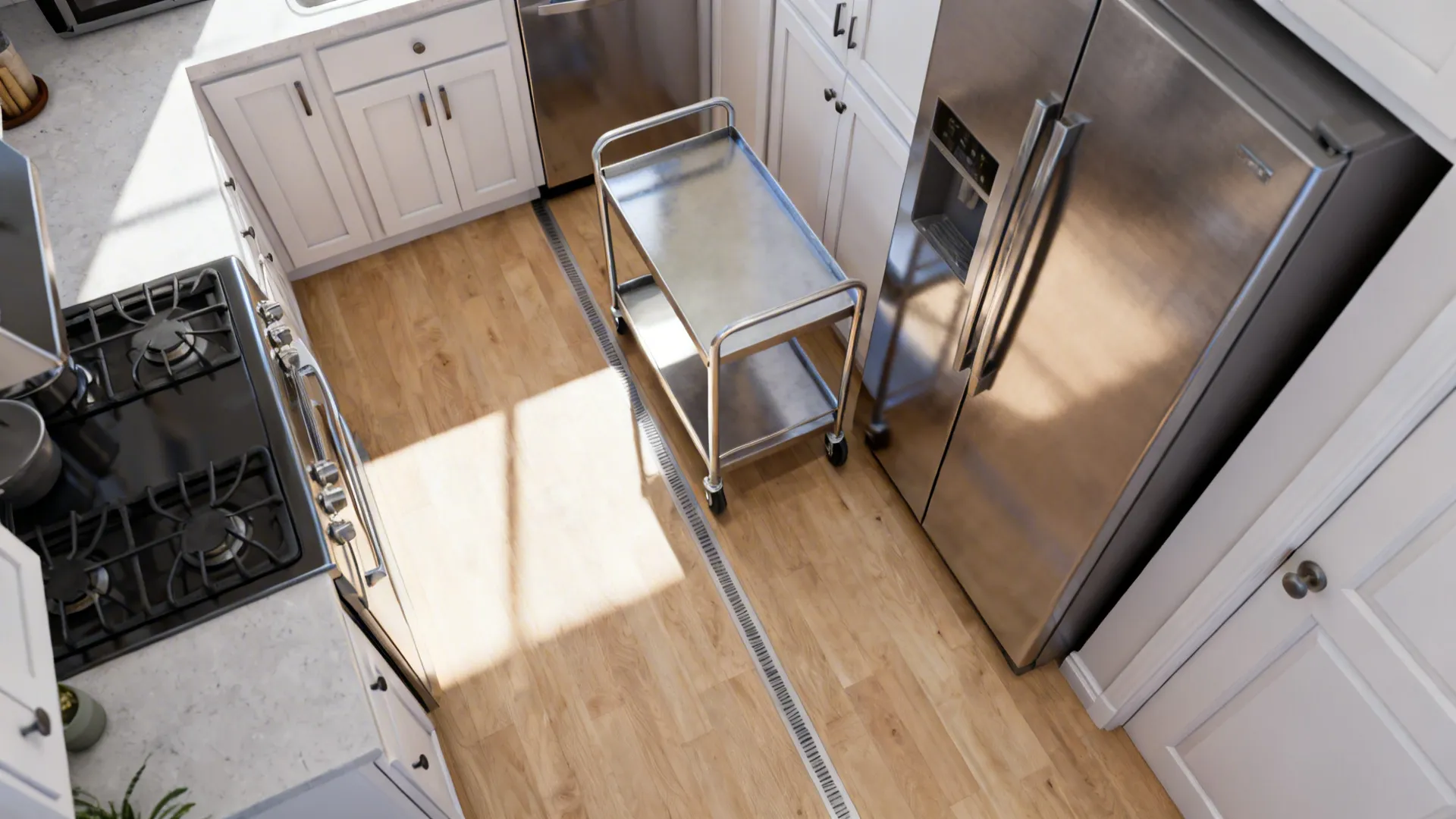 Slim Rolling Metal Cart That Parks Under the Counter
