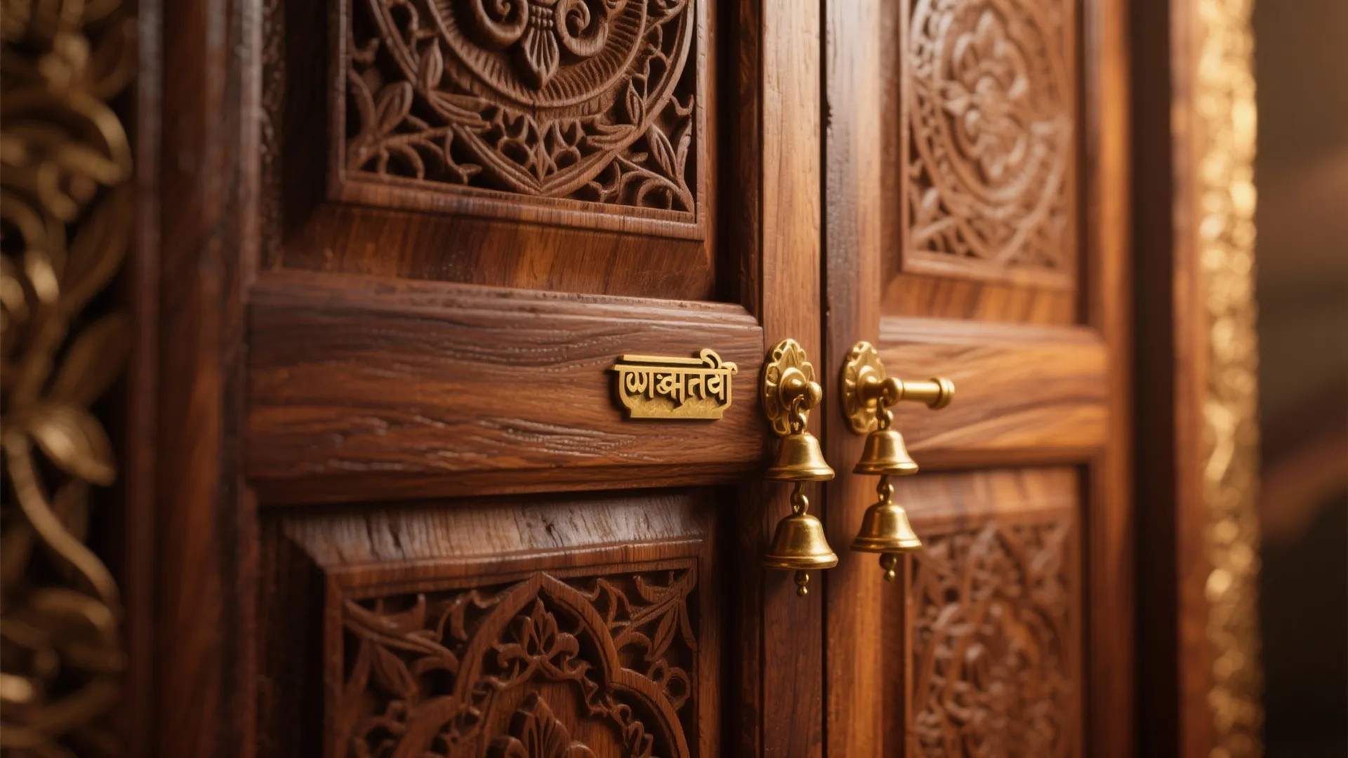 Carved Solid Wood with Brass Accents