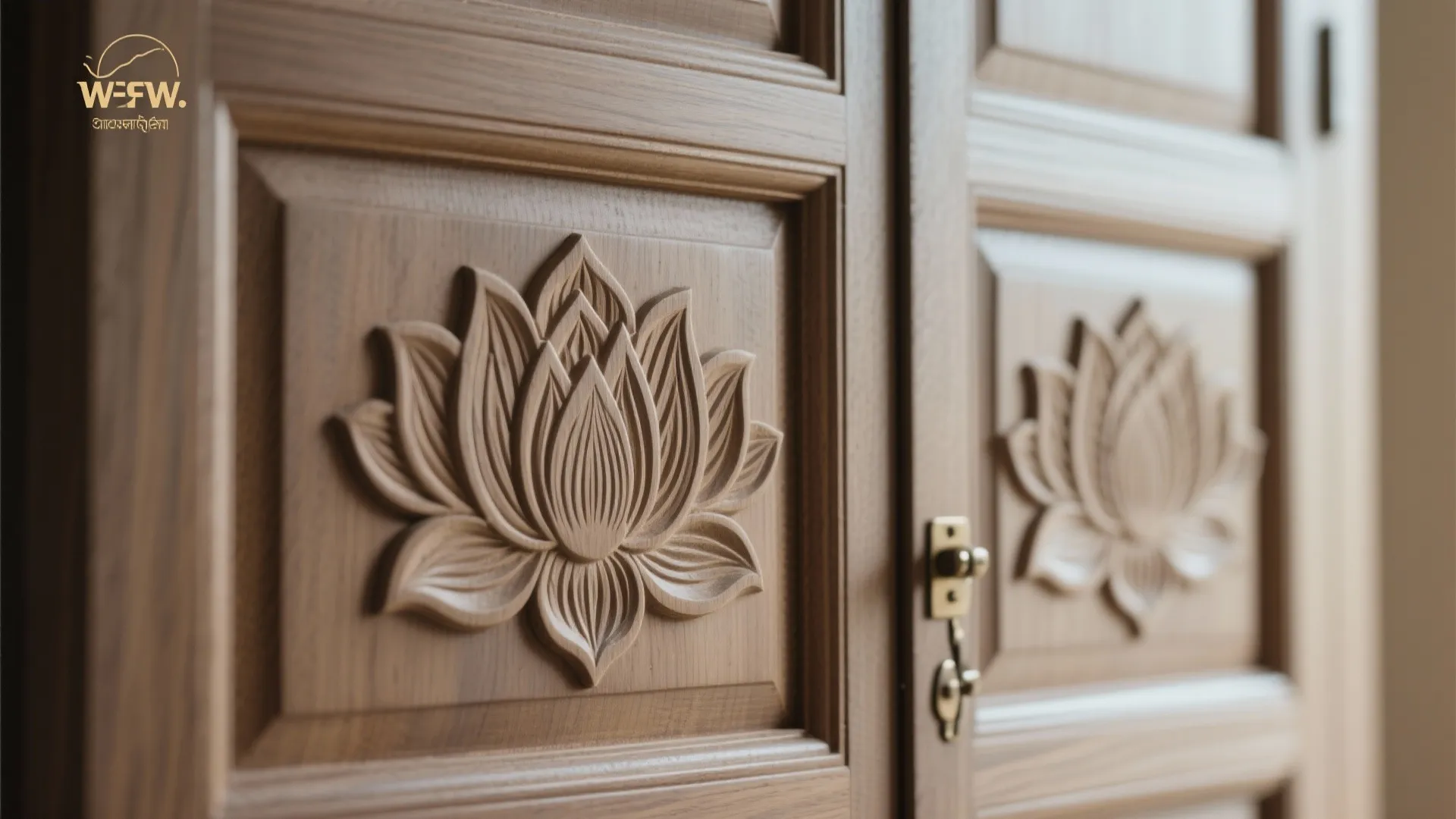 Bi-fold Temple Doors with Carved Motifs