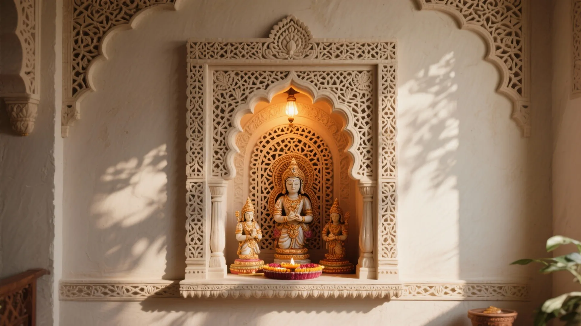 Carved Wall Niche Mandir
