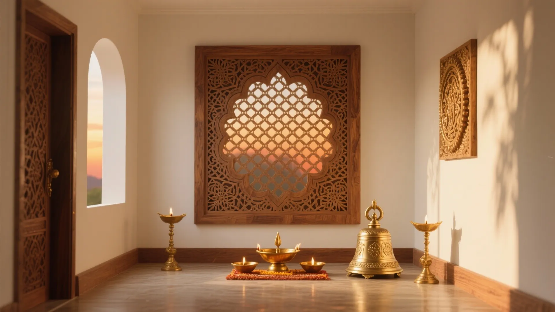 Traditional Touches: Carved Panels and Brass Accents