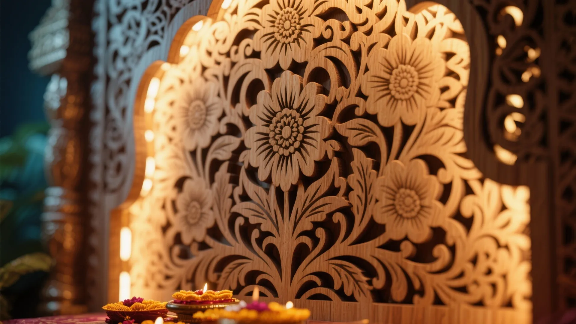 Ornate Carved Plywood Backdrop