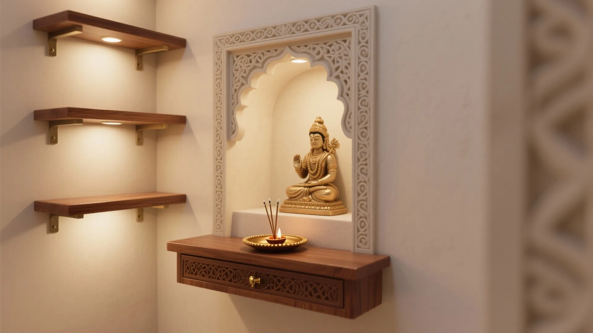 Carved Floating Shelves and Niches