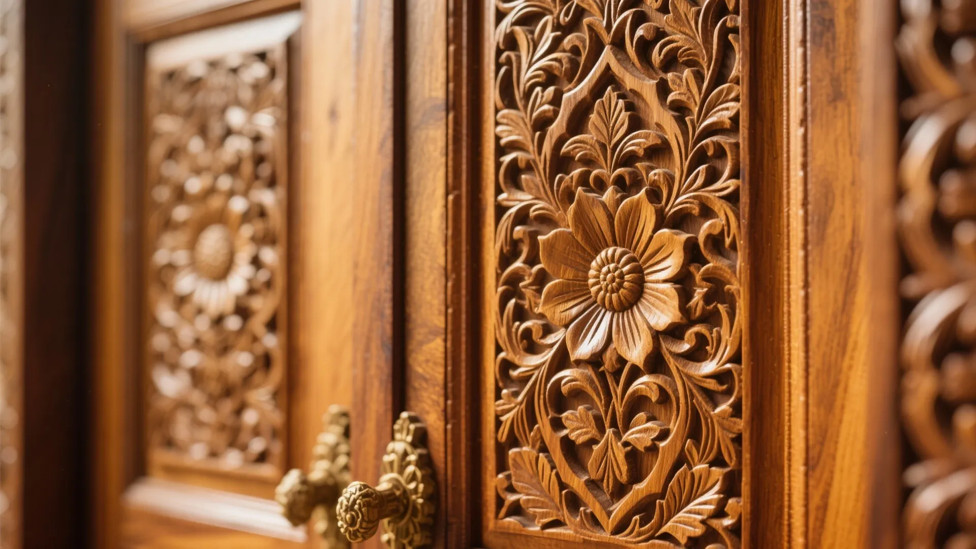 Contoured Carved Teak Door