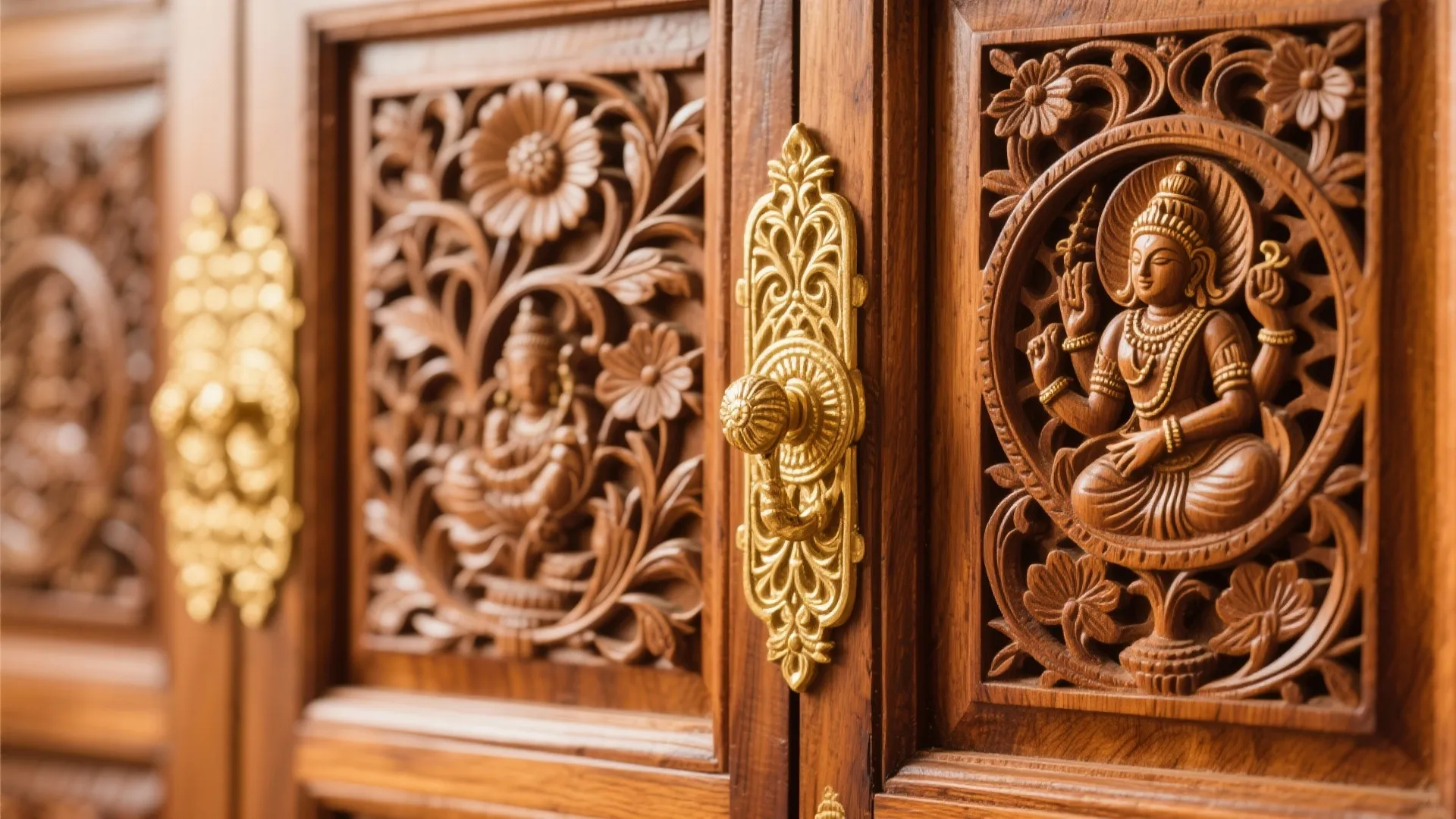 Carved Wooden Doors with Intricate Motifs