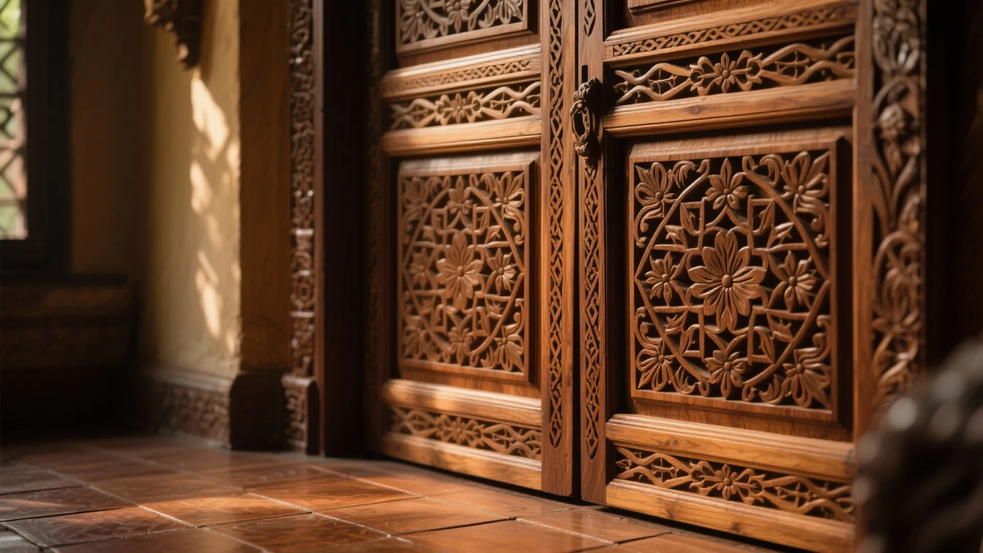 Carved Traditional Wooden Gate