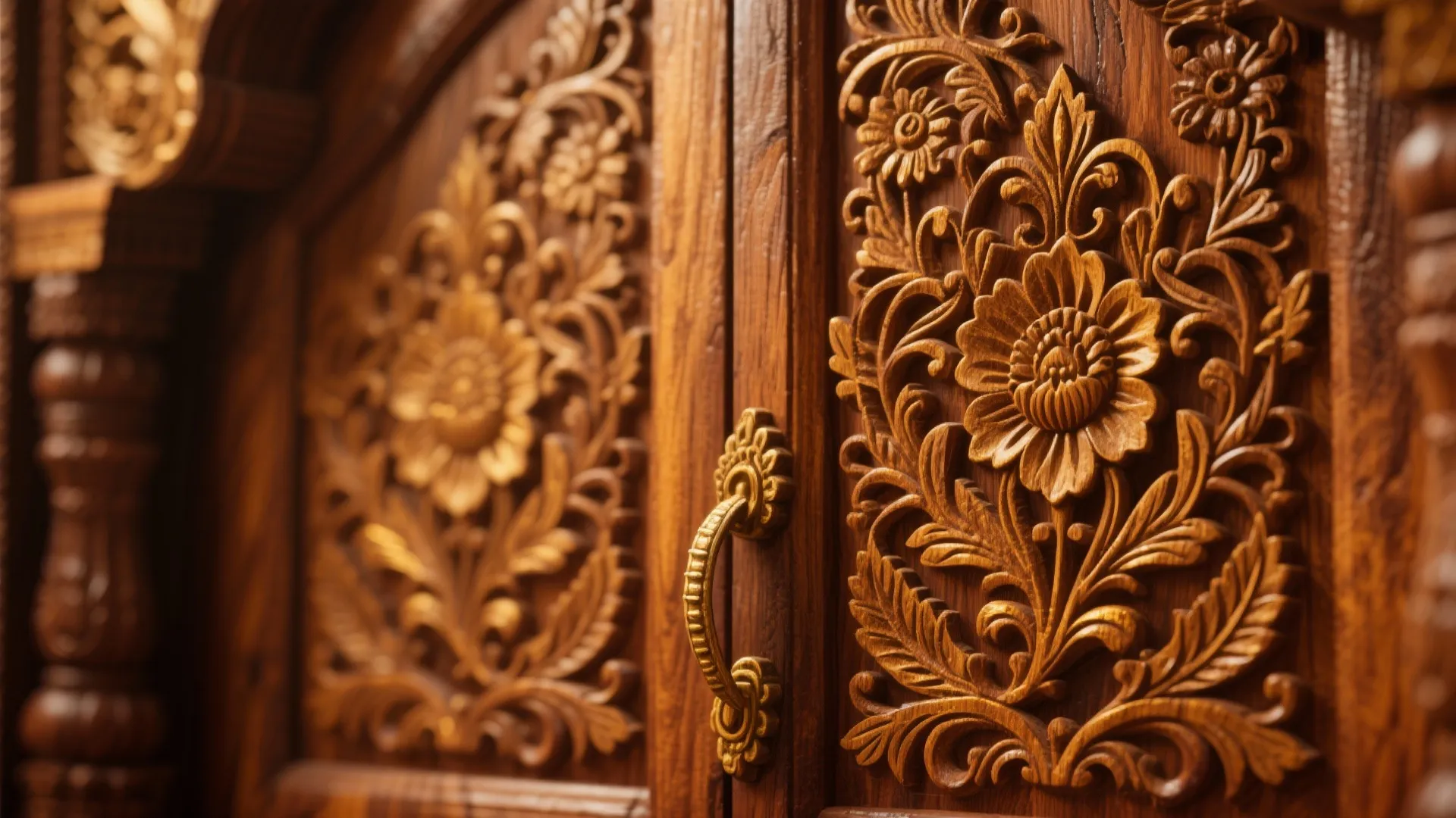 Intricately Carved Teakwood Doors