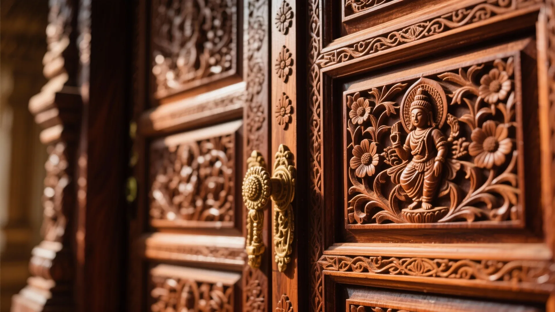 Carved temple doors for traditional charm