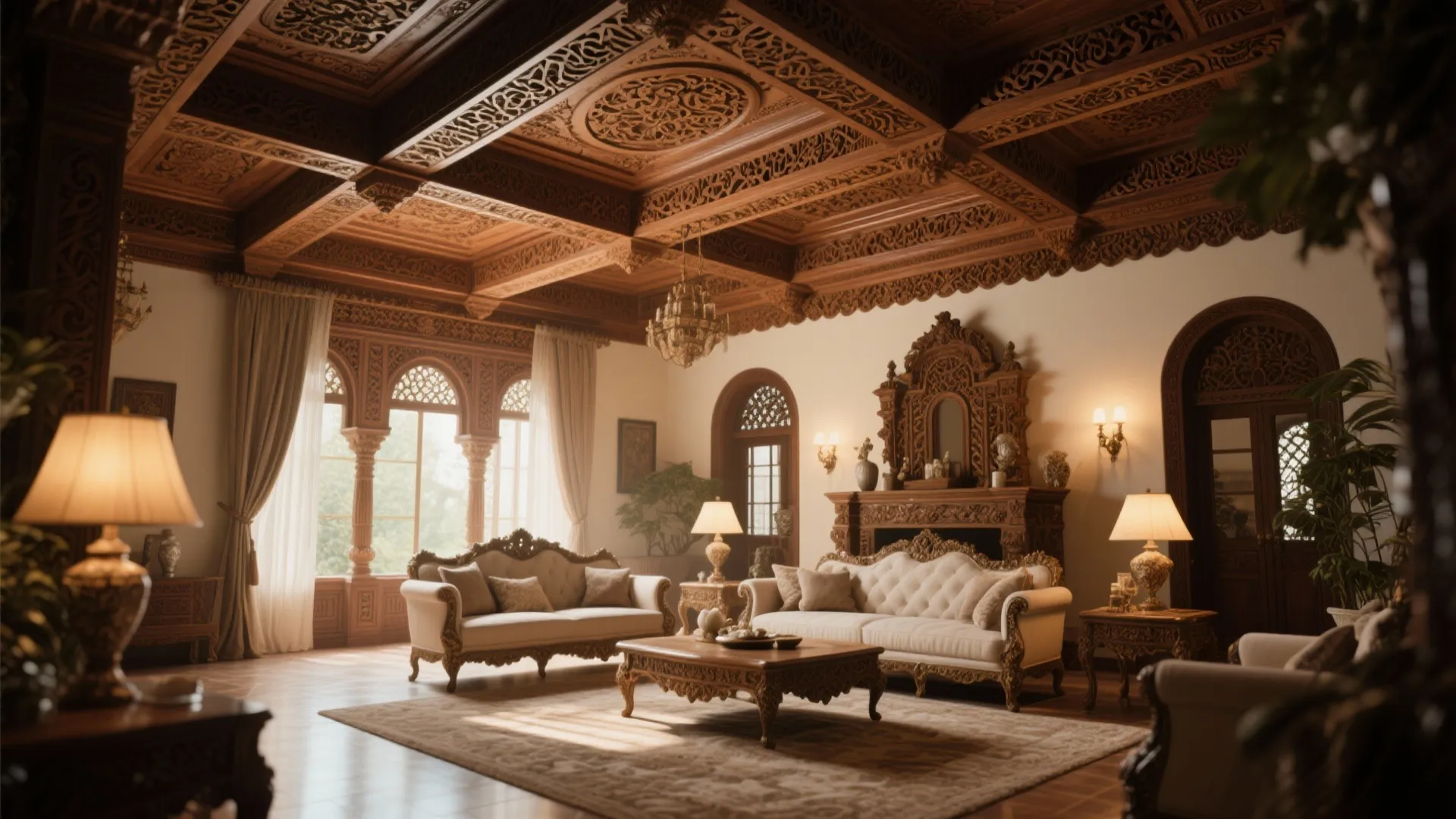 8. Decorative Carved Beams