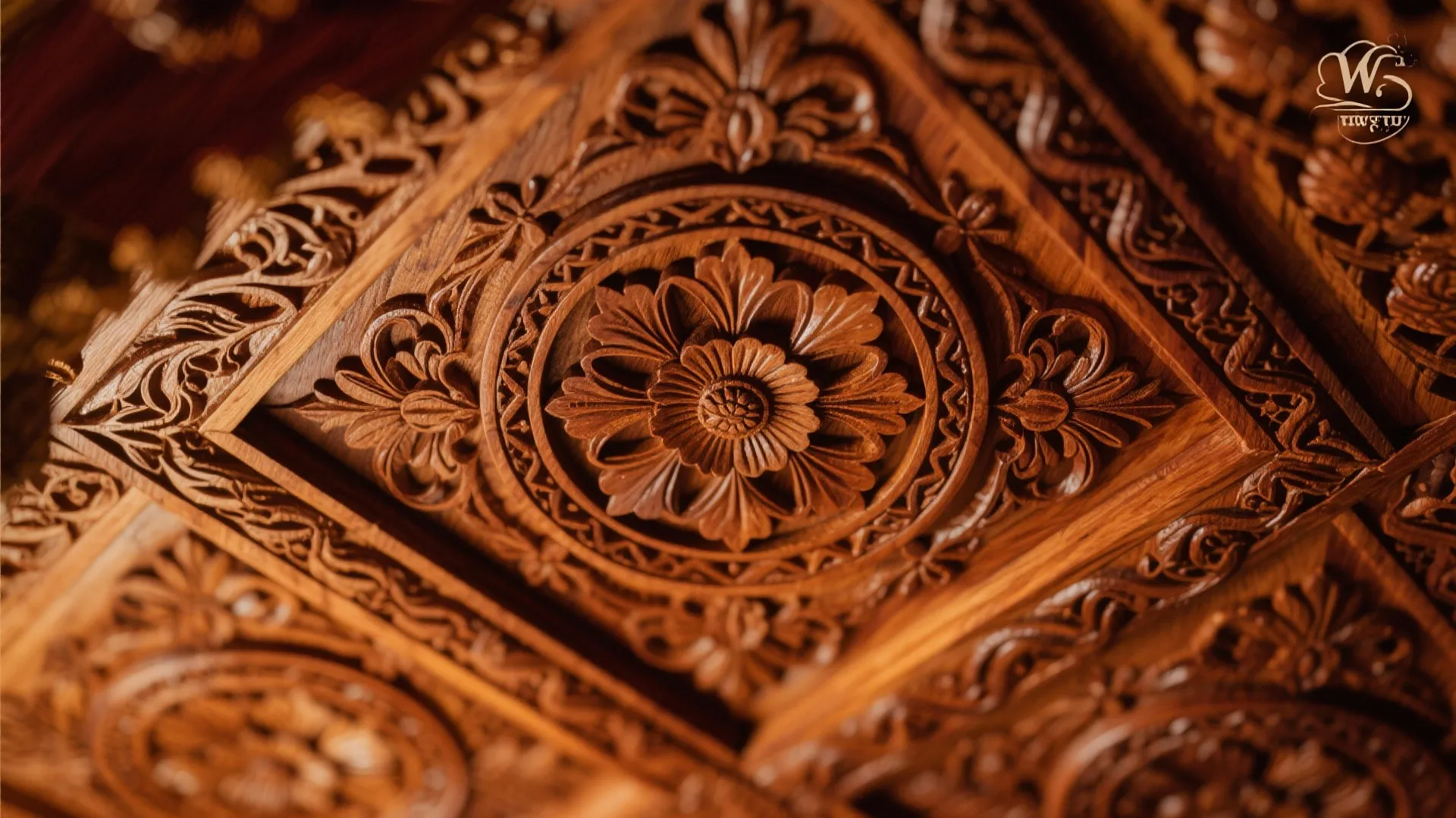 Carved Wooden Ceiling Panels