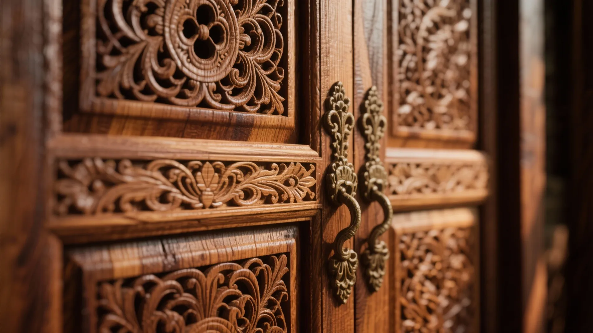 Carved Wooden Door with Intricate Patterns