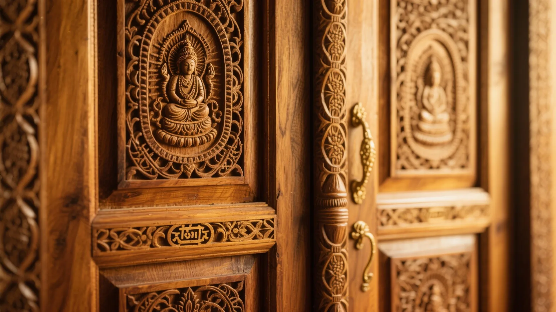Carved wooden single door