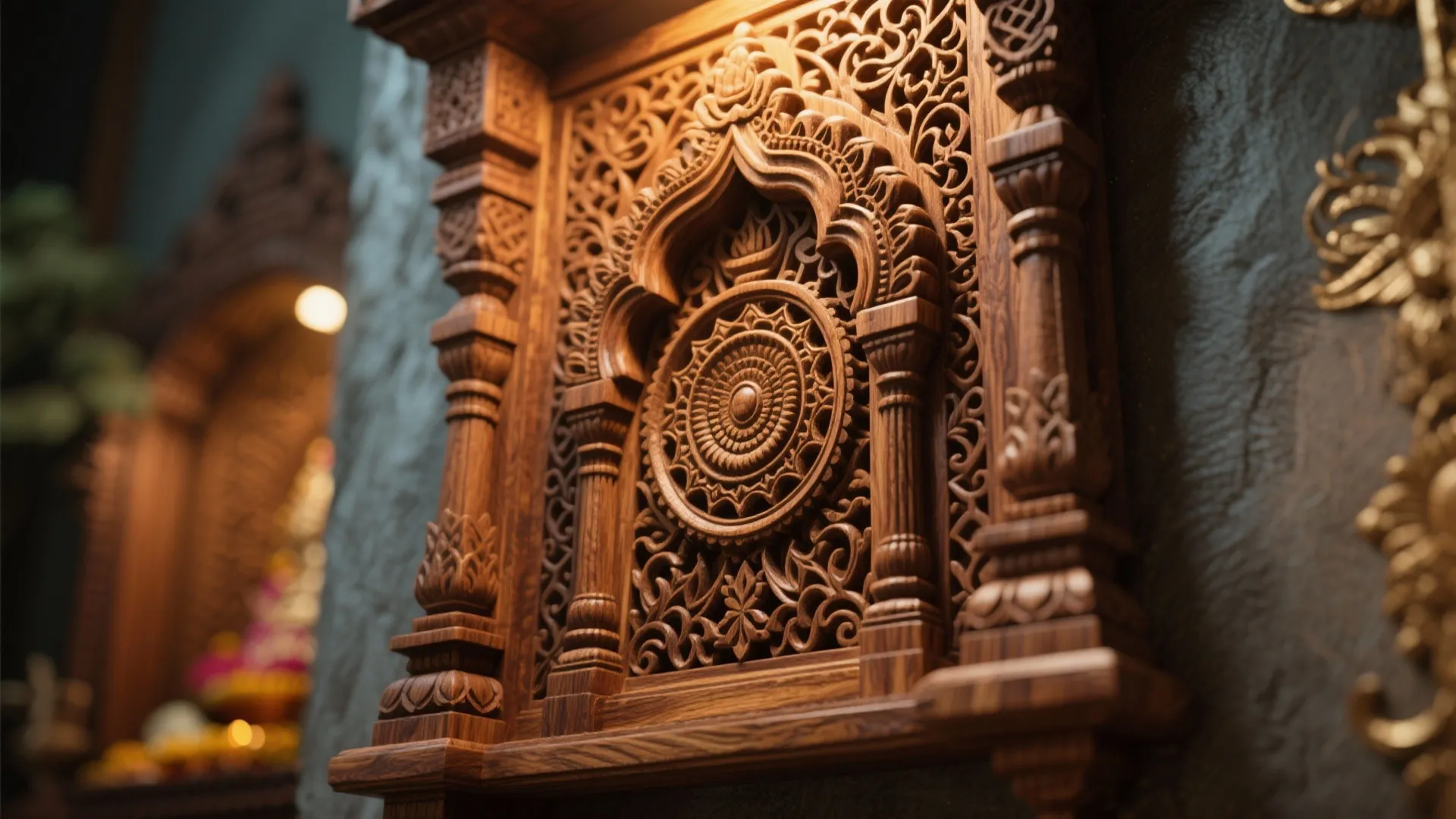 Wooden Panel with Intricate Carving