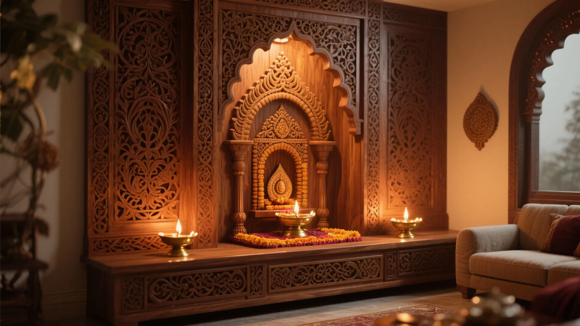 Carved Wooden Backdrop