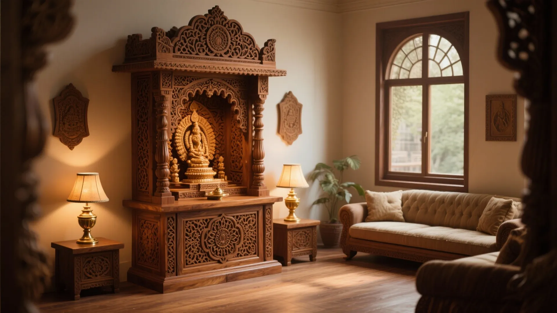 Carved Wooden Mandir