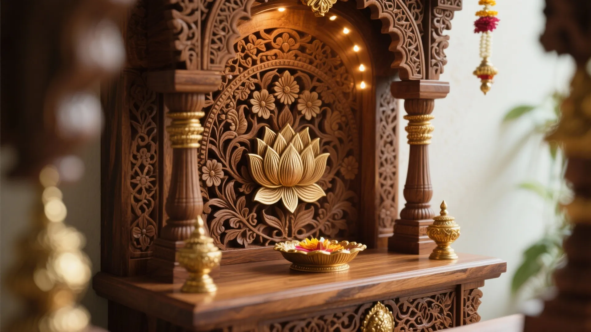 Classic Carved Wooden Mandir