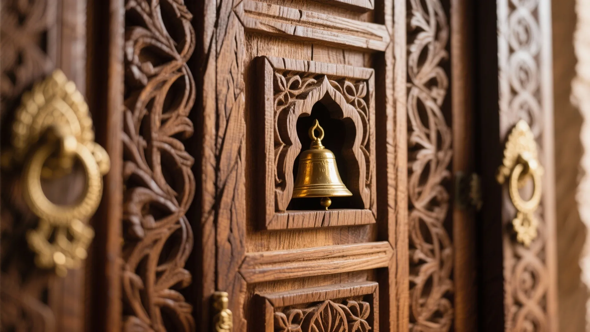 Traditional carved panel doors with integrated bell niches