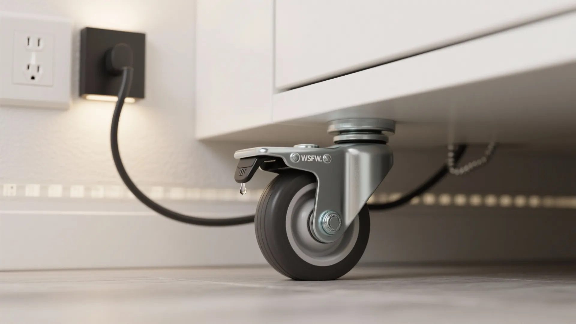 Rolling vanities and plug-in lighting that elevate the look