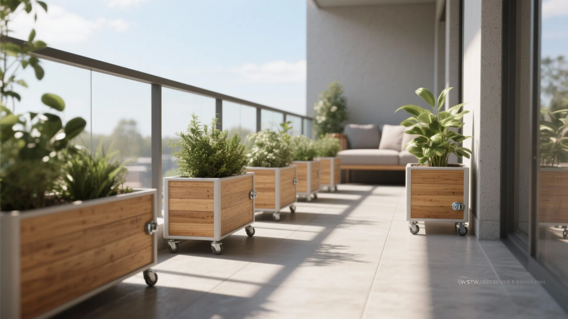 Moveable Planters on Casters for Sun-Chasing Balconies