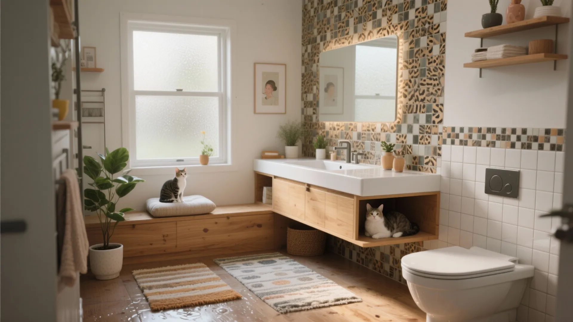 Bathroom Cat Decor: 5 Creative Ideas: Playful, practical and cat-safe bathroom decor I use in small spaces