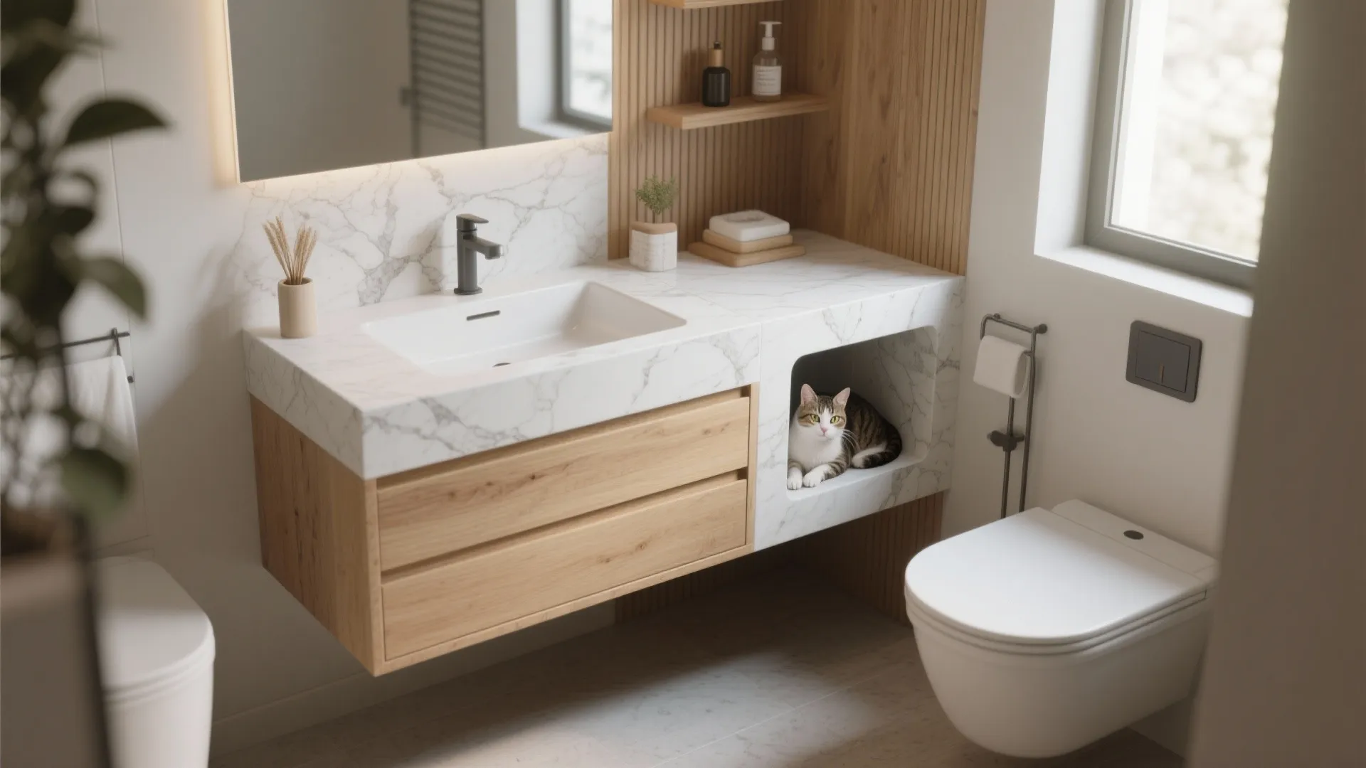 5. Cat-friendly Vanity Cutout