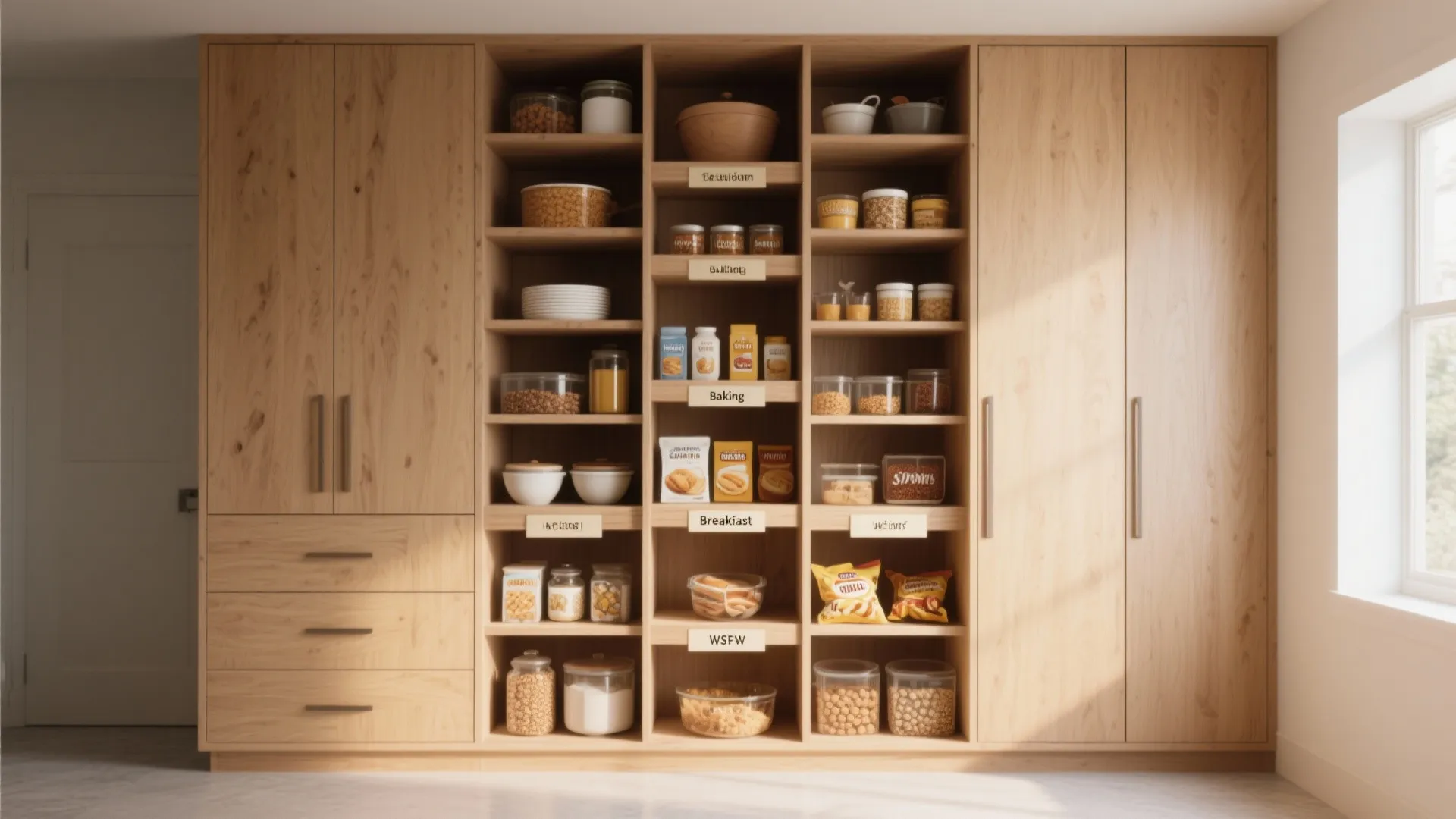 7. Categorized Pantry Zones