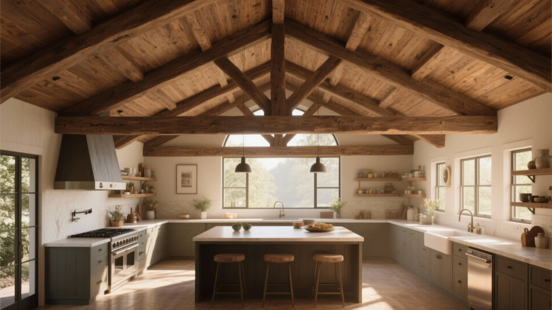 2. Exposed Beams for Warmth and Character