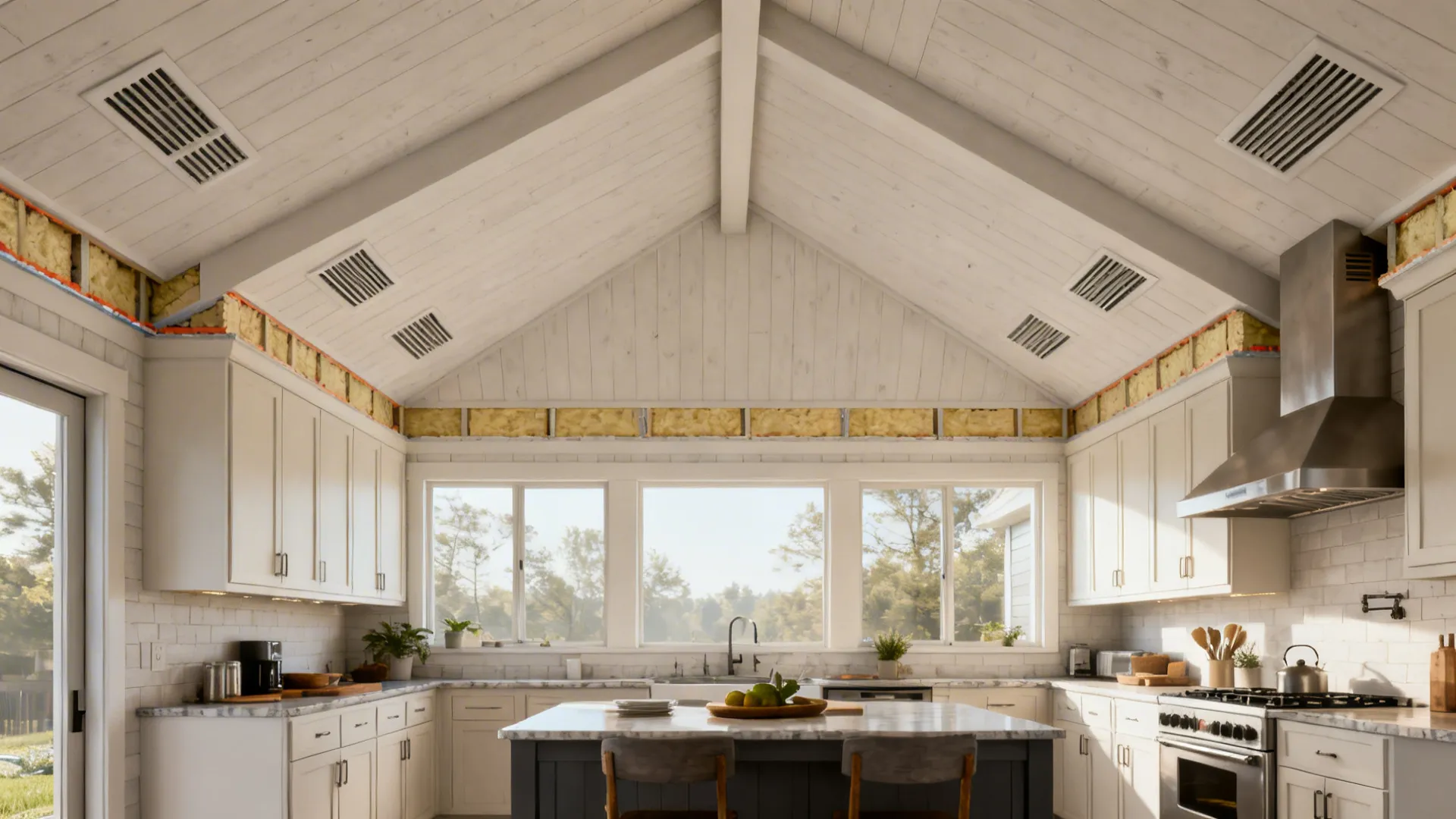 4) Insulated Cathedral Ceilings with Continuous Venting