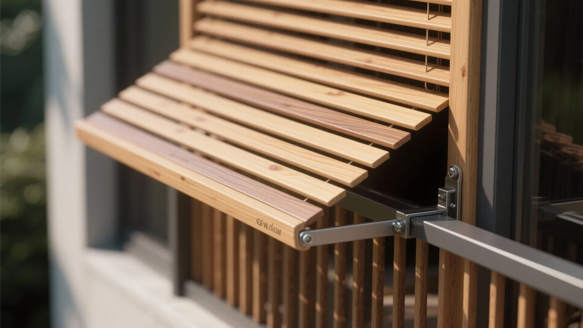 1) Slatted Wood Panels with Adjustable Angles