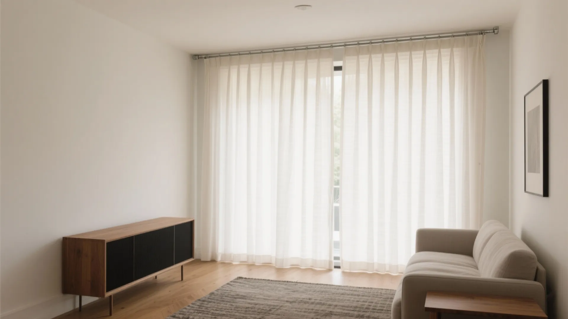 Ceiling-to-floor sheers that “raise” the window