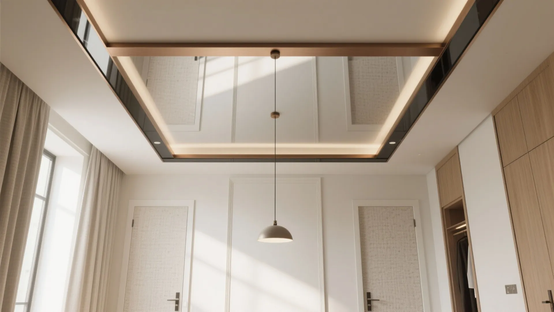 Idea 5: A mirrored ceiling band to “stretch” height