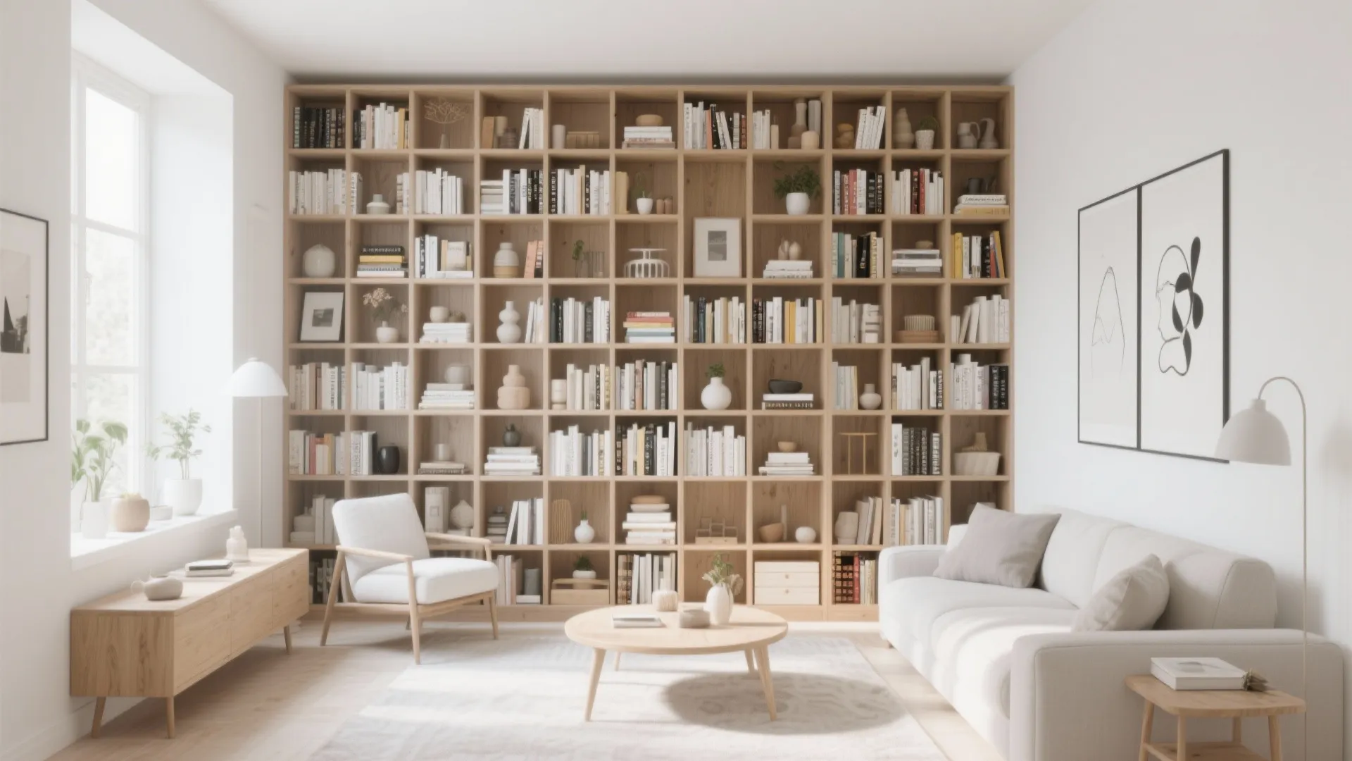 2. Vertical Bookshelves Up to the Ceiling