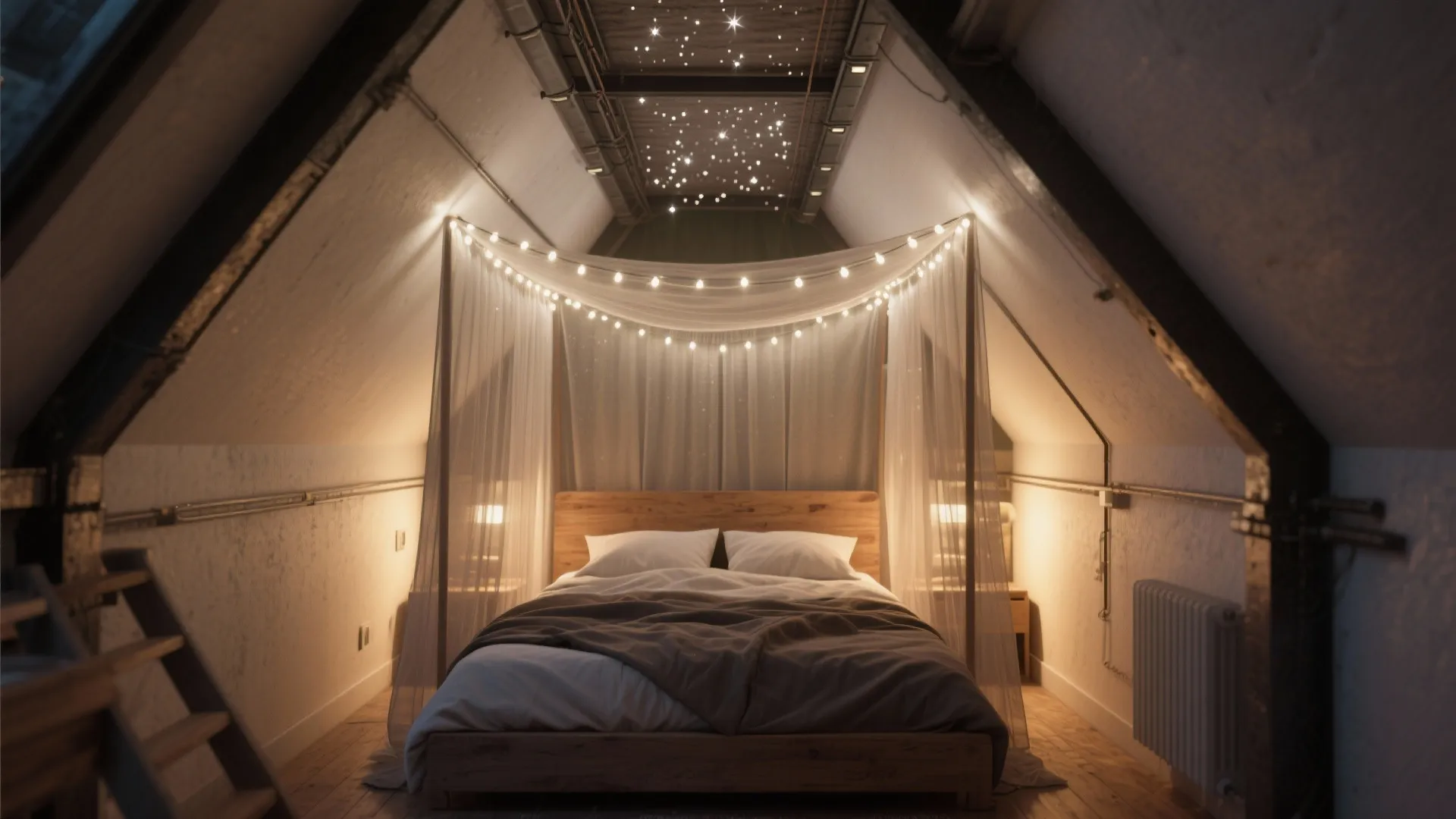 1. Ceiling canopy — the starfield trick